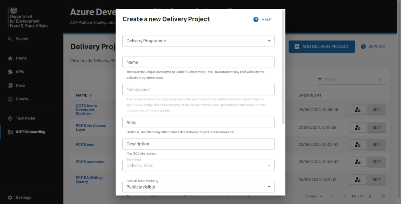 Add Delivery Projects