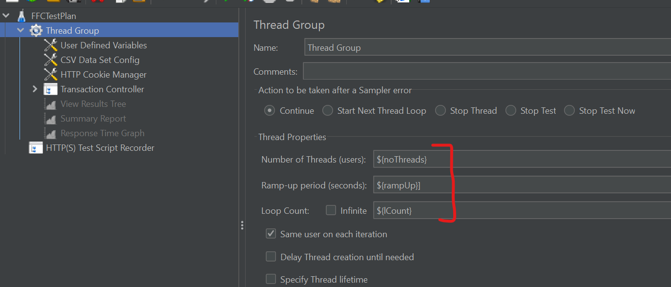 Example of referencing the variables in your JMeter Script